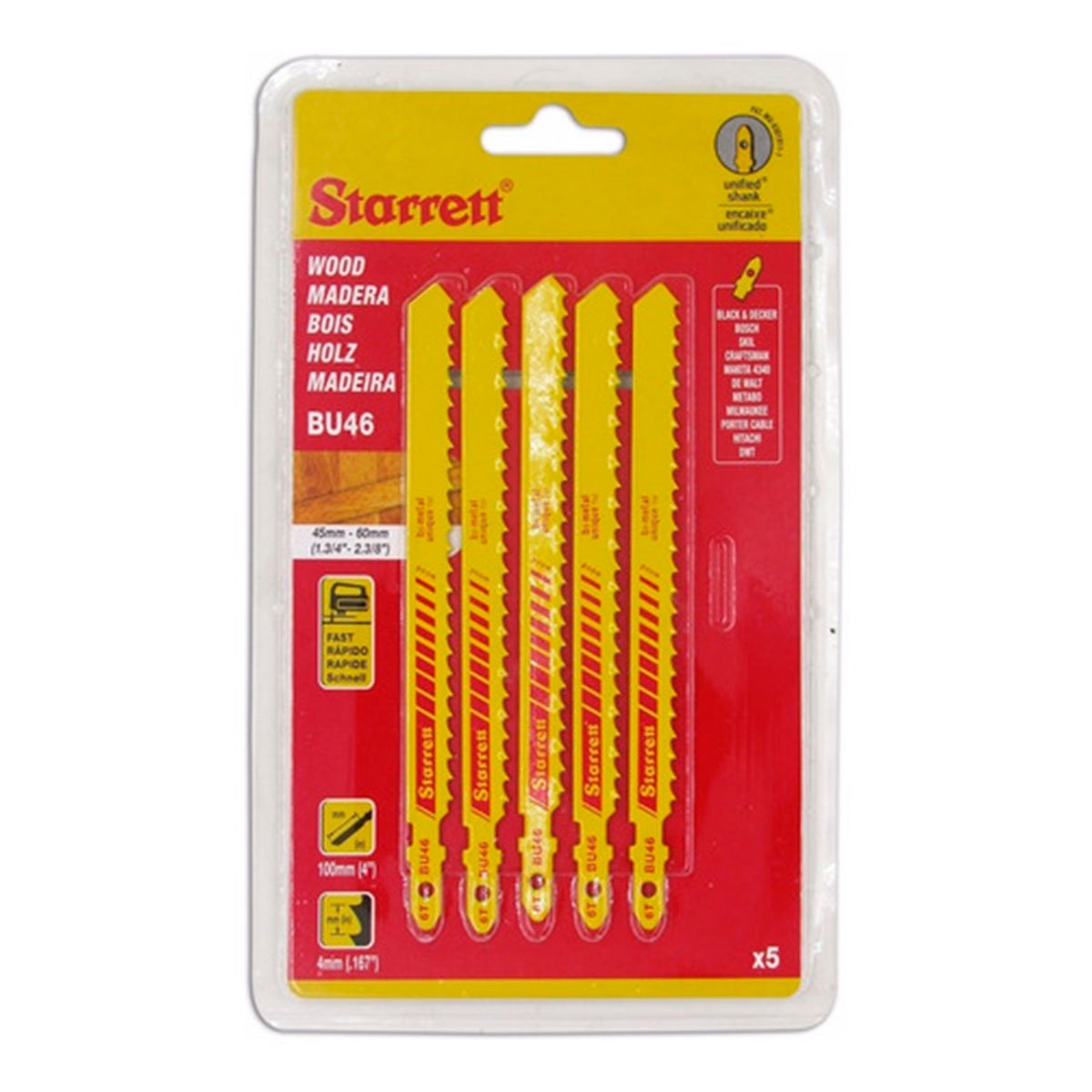 Hoja Sierra Caladora Para Madera 5pz 100mm Bu46 Starrett