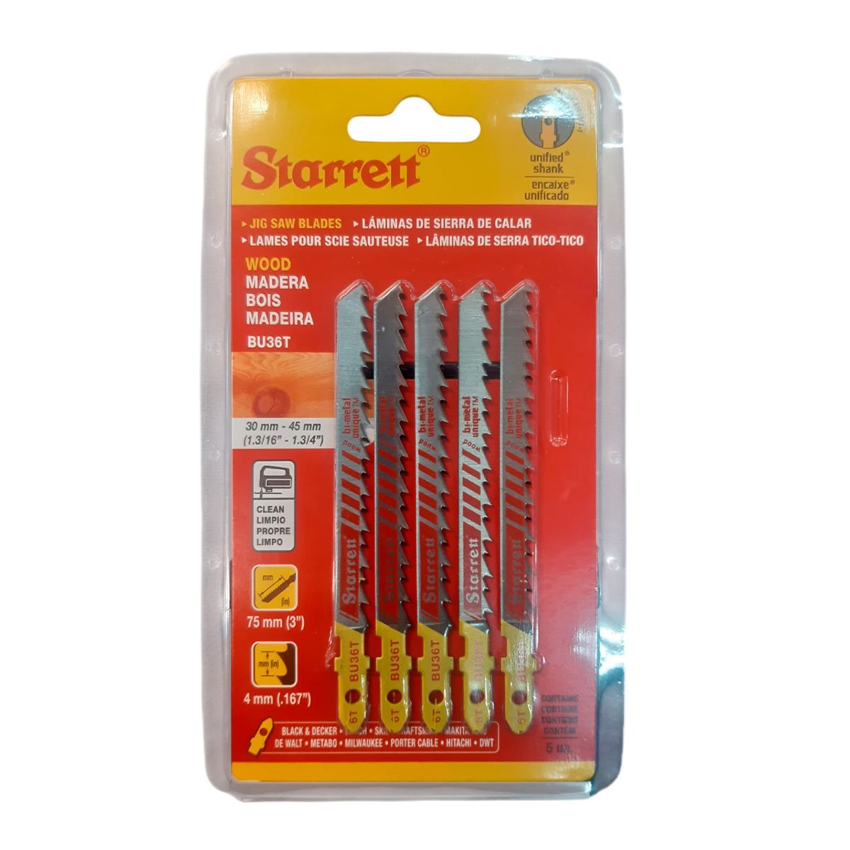 Hoja Sierra Caladora Para Madera 5pz 75mm Bu36T Starrett