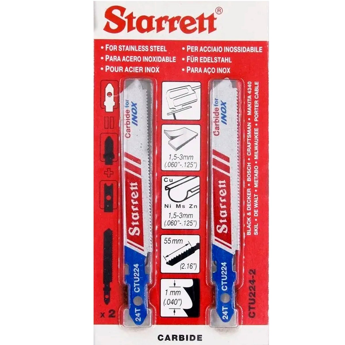 Hoja Sierra Caladora Acero Inox 2pz 50mm Ctu224-2 Starrett